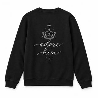 Adore Him Christmas Sweatshirt Backprint Schwarz