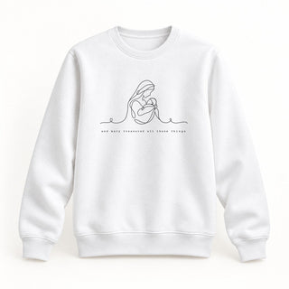 And Mary Treasured All These Things Christmas Sweatshirt Weiß