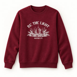 Be the Light Matthew 5:14 Christmas Sweatshirt Burgunder