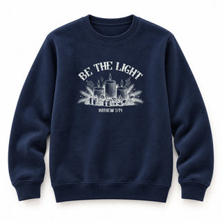 Be the Light Matthew 5:14 Christmas Sweatshirt Navy