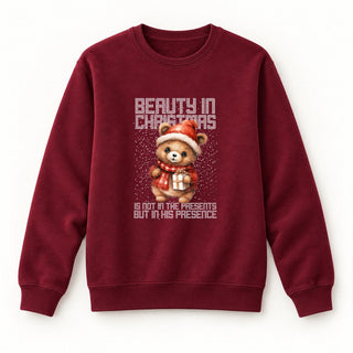 Beauty in Christmas Bär Sweatshirt Burgunder