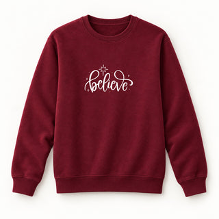 Believe Christmas Sweatshirt Burgunder