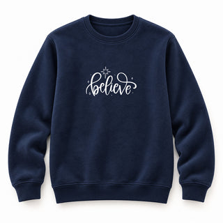 Believe Christmas Sweatshirt Navy