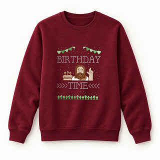 Birthday Time Christmas Sweatshirt Burgunder
