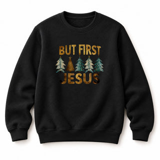 But first Jesus Christmas Sweatshirt Schwarz