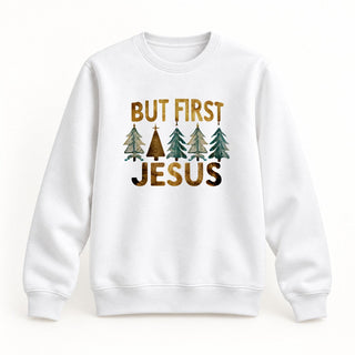 But first Jesus Christmas Sweatshirt Weiß