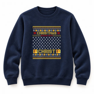 Christmas begins with Christ Sweatshirt Navy