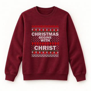 Christmas begins with Sweatshirt Burgunder