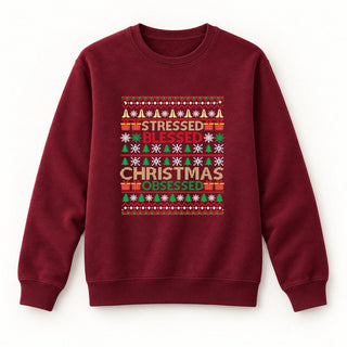 Christmas Obsessed Sweatshirt Burgunder