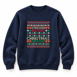 Christmas Obsessed Sweatshirt Navy