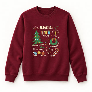 Jesus is Christmas colored Sweatshirt Burgunder