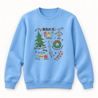 Jesus is Christmas colored Sweatshirt Babyblau