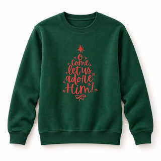 Come let us adore him red Christmas Sweatshirt Grün
