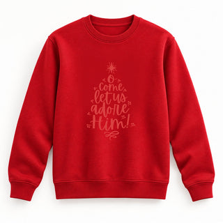 Come let us adore him red Christmas Sweatshirt Rot