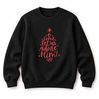 Come let us adore him red Christmas Sweatshirt Schwarz