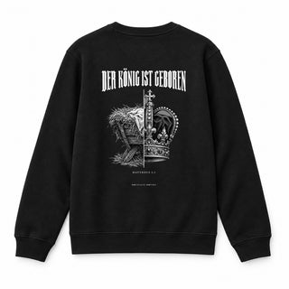 Der König ist geboren Christmas Sweatshirt Backprint Schwarz