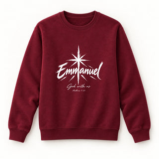Emmanuel Matthew 1:23 Christmas Sweatshirt Burgunder