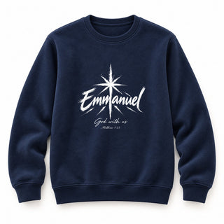 Emmanuel Matthew 1:23 Christmas Sweatshirt Navy