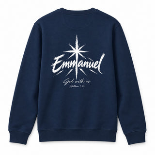 Emmanuel Matthew 1:23 Christmas Sweatshirt Backprint Navy