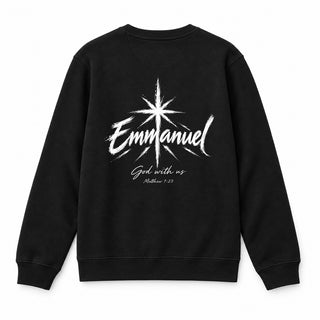 Emmanuel Matthew 1:23 Christmas Sweatshirt Backprint Schwarz