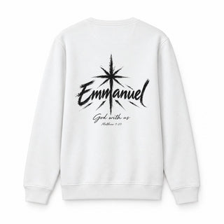 Emmanuel Matthew 1:23 Christmas Sweatshirt Backprint Weiß