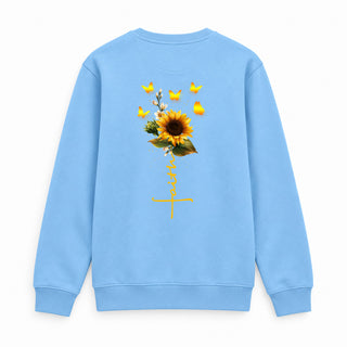 Faith Sunflower Sweatshirt Backprint Babyblau