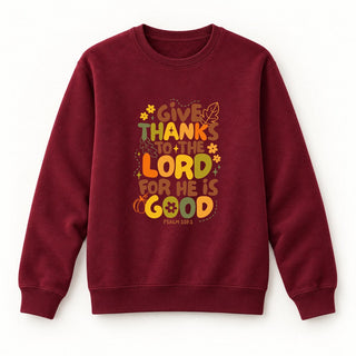 Give thanks Christmas Sweatshirt Burgunder