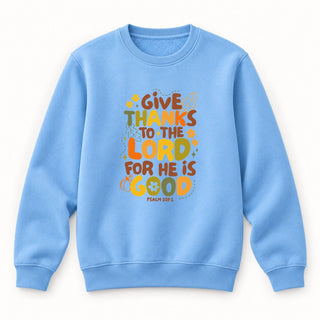 Give thanks Christmas Sweatshirt Babyblau
