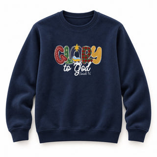 Glory to God Isaiah 9:6 Christmas Sweatshirt Navy
