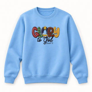 Glory to God Isaiah 9:6 Christmas Sweatshirt Babyblau