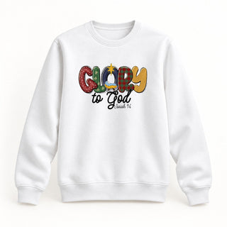 Glory to God Isaiah 9:6 Christmas Sweatshirt Weiß