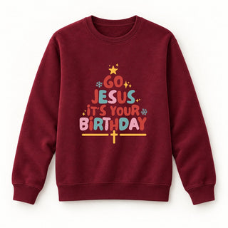Go Jesus colored Christmas Sweatshirt Burgunder