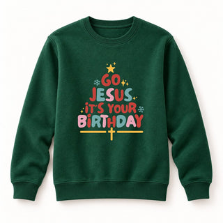 Go Jesus colored Christmas Sweatshirt Grün