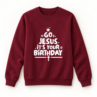 Go Jesus it´s your Birthday Christmas Sweatshirt Burgunder