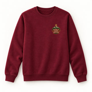 Go Tell It on the Mountain Stitch Christmas Sweatshirt Burgunder