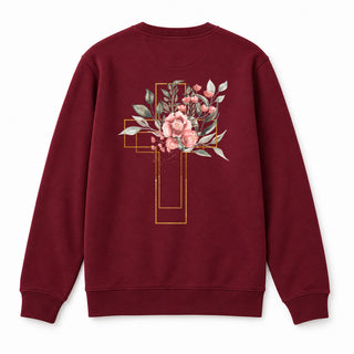 Golden Cross Aquarell Sweatshirt Backprint Burgunder