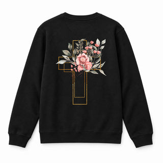 Golden Cross Aquarell Sweatshirt Backprint Schwarz