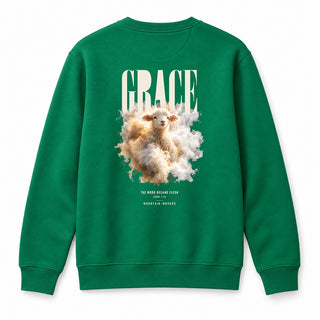 Grace The Word Became Flesh Christmas Sweatshirt Backprint Grün