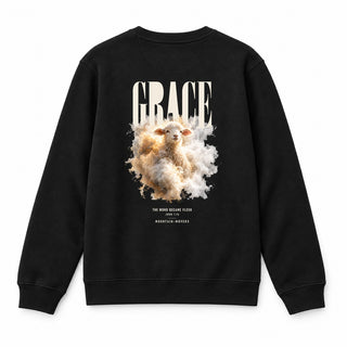 Grace The Word Became Flesh Christmas Sweatshirt Backprint Schwarz