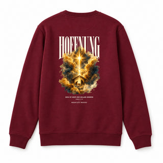 Hoffnung Euch ist heute der Heiland geboren Christmas Sweatshirt Backprint Burgunder