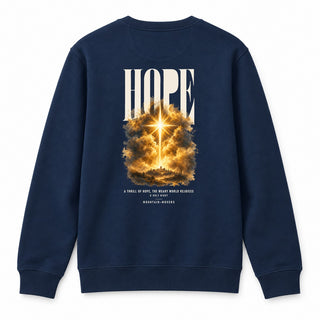 Hope Weary World Rejoices Christmas Sweatshirt Backprint Navy