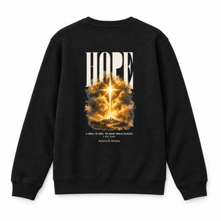 Hope Weary World Rejoices Christmas Sweatshirt Backprint Schwarz
