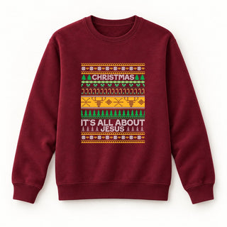 It's all about Jesus Sweatshirt Burgunder