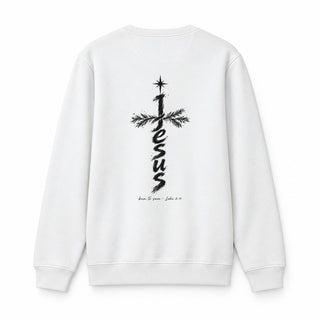 Jesus Born to Save Christmas Sweatshirt Backprint Weiß