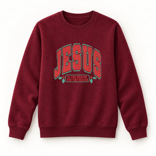 Jesus College Style Christmas Sweatshirt Burgunder