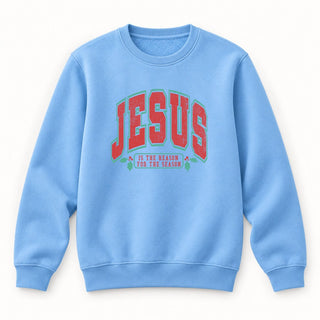 Jesus College Style Christmas Sweatshirt Babyblau