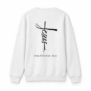 Jesus Cross Sweatshirt BackPrint Weiß