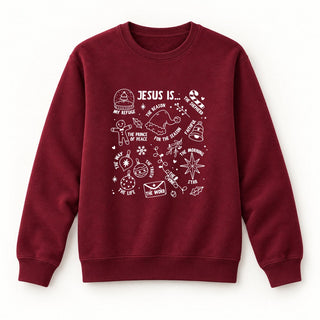 Jesus is Christmas Sweatshirt Burgunder