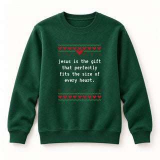 Jesus is the Gift Christmas Sweatshirt Grün