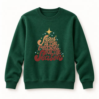 Jesus is the reason Tree brown Christmas Sweatshirt Grün
